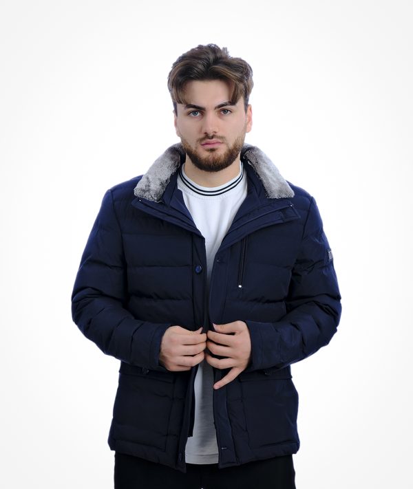 Czk Lacivert Lopez Dolum Kürklü Kışlık Erkek Mont