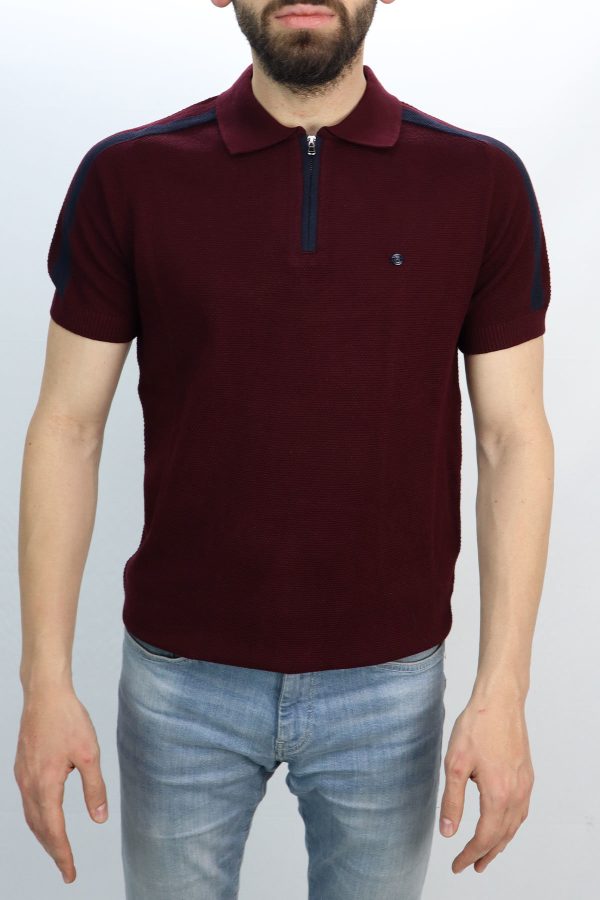 Pool Park Bordo Fermurarlı Polo Yaka Erkek T-Shirt