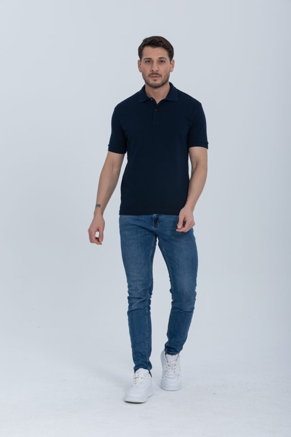 Pool Park Lacivert Çıt Çıtlı Polo Yaka Erkek T-Shirt