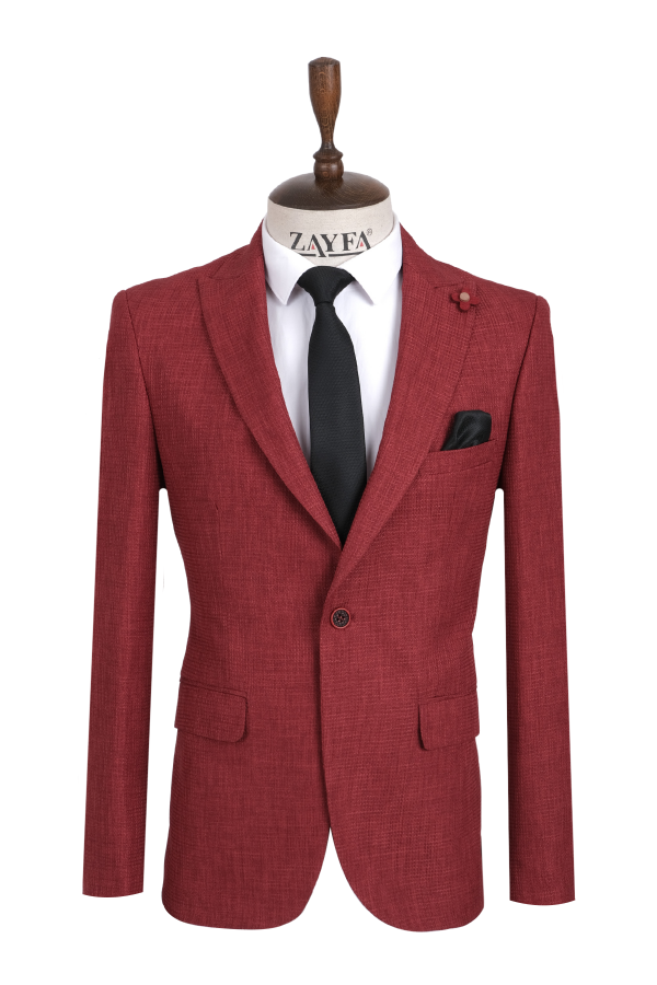 Vito Andolini Bordo Desenli Slim Fit Tek Ceket