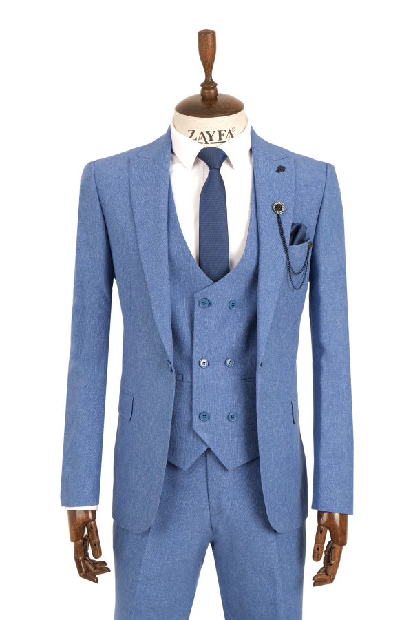 Vito Andolini Lacivert Kırçıllı Slim Fit Erkek Takım Elbise