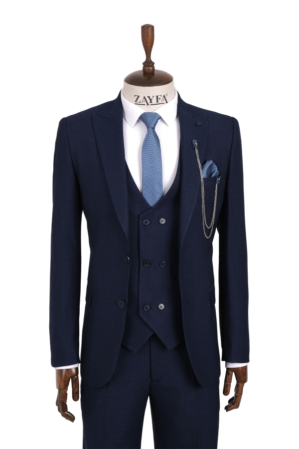 Vito Andolini Lacivert Armürlü Slim Fit Erkek Takım Elbise