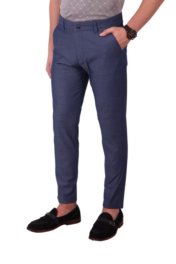 ZAYFA MAVİ SLİM FİT ERKEK KETEN PANTOLON P21001-12